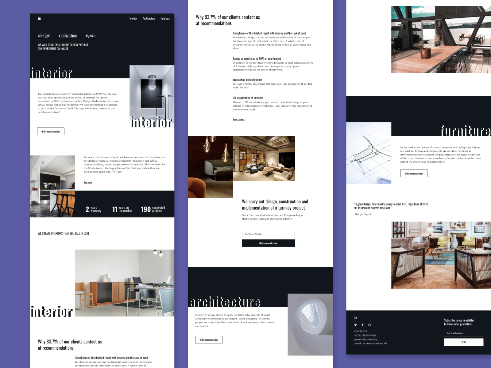 Interior studio — landing-page design